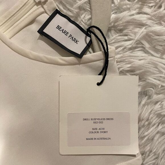 NEW Beare Park Drill Sleeveless Dress in Ivory SS23 Size 6 - Picture 7 of 9